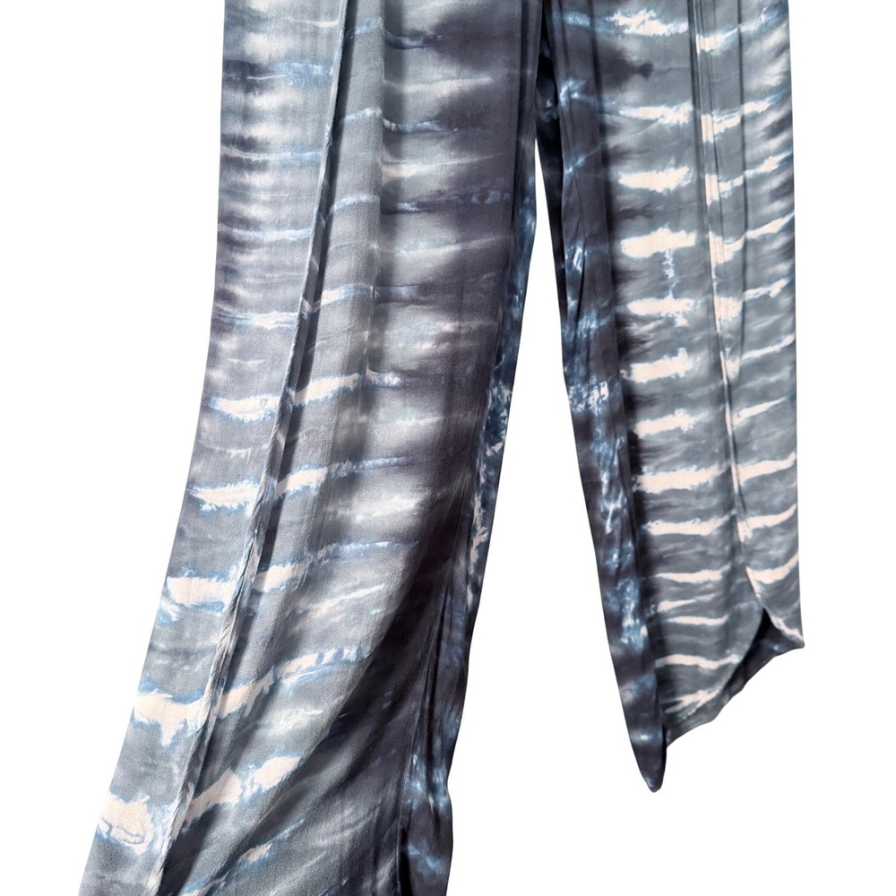 Young Fabulous & Broke Pants Womens M Blue Tie Dye Tulip Split Leg Rayon Boho - Picture 2 of 10